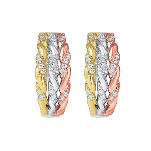 Wide cuff earrings-10KT WHITE YELLOW ROSE GOLD DIAMOND (1/6CTW) EARRING