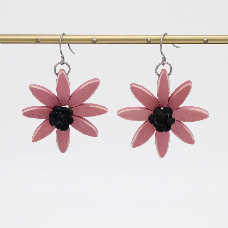 Lunar glow earrings-Pink Amaya Flower Earrings