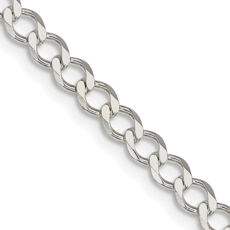 Curata 925 Sterling Silver 4.5mm Polished Flat Curb Chain Necklace