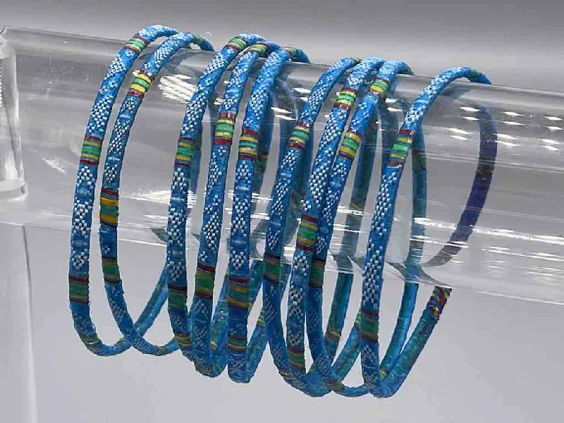 Matte link bangles-Very Thin Finest Design Recycled Plastic Bracelet - Turquoise