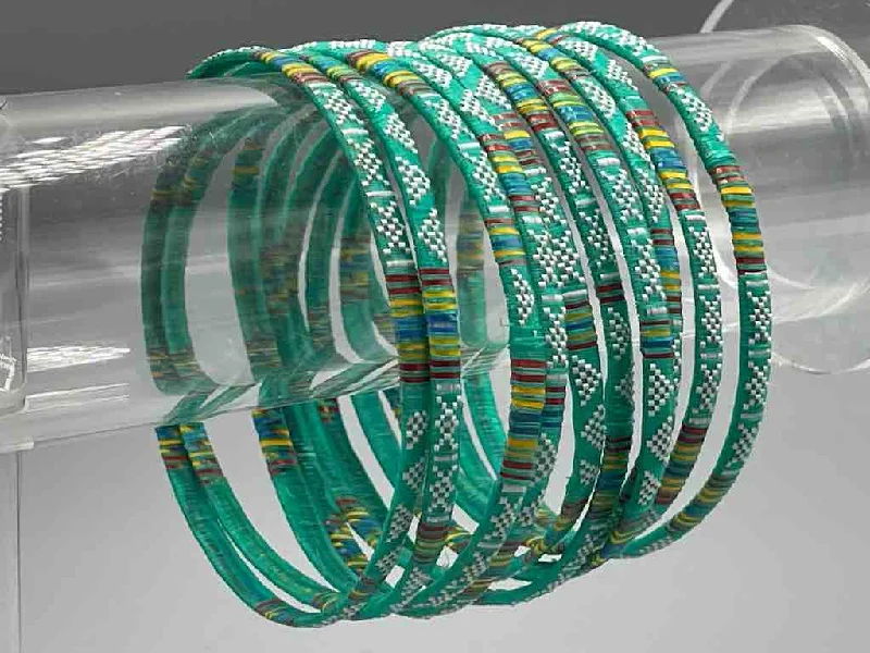 Citrine bangles-Thin Finest Design Recycled Plastic Bracelet - Seafoam Green