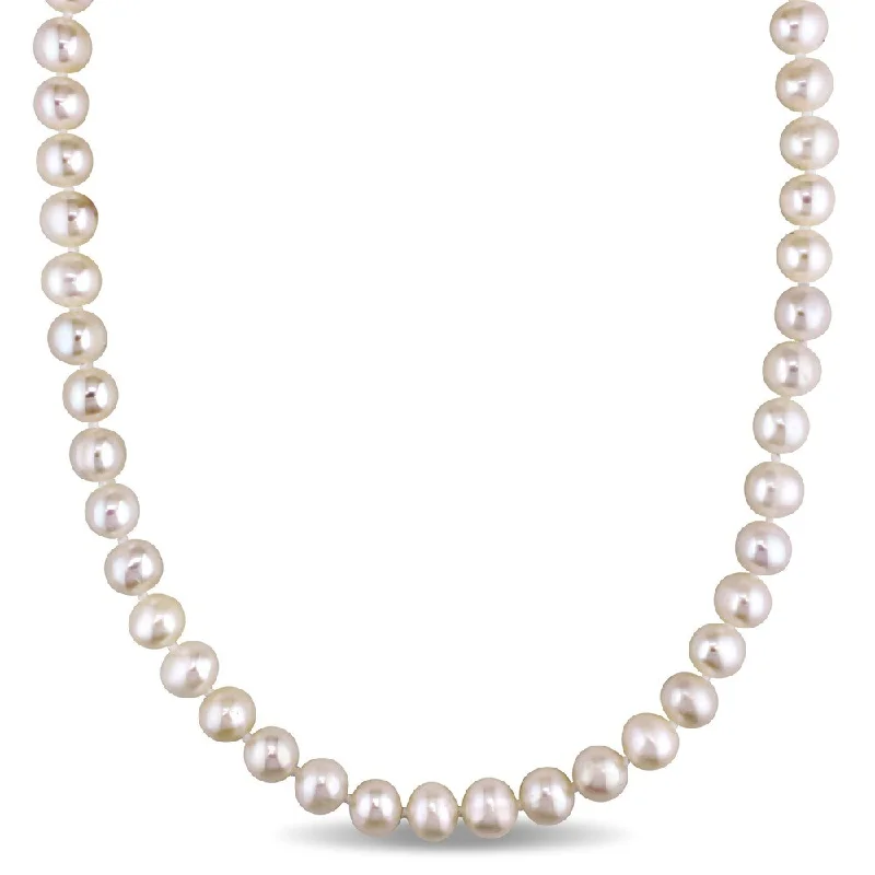 Miadora White Cultured Freshwater Pearl Endless 36-inch Necklace (7.5-8 mm)