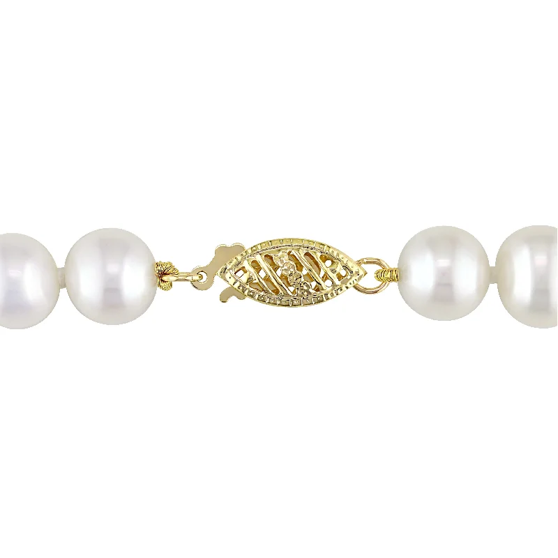 Miadora 7-7.5mm Freshwater Cultured Pearl Strand Necklace 14k Yellow Gold Clasp - 18 in