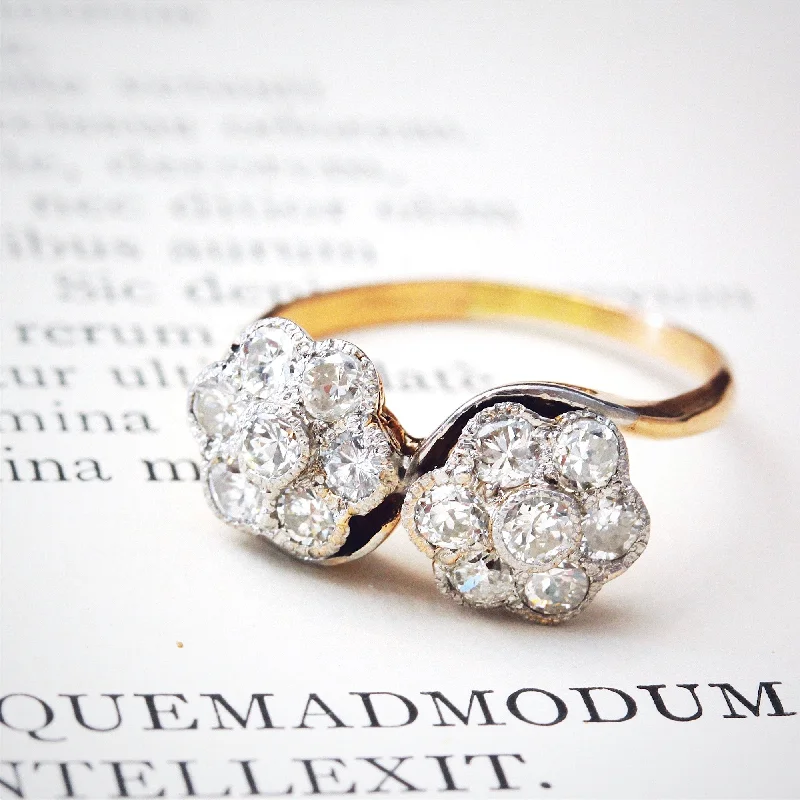 Lily rings-Vintage Double Daisy 'Toi et Moi' Diamond Ring