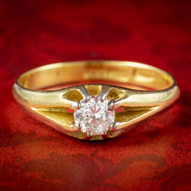 Bold druzy rings-Antique Edwardian Diamond Solitaire Ring 0.40ct Diamond