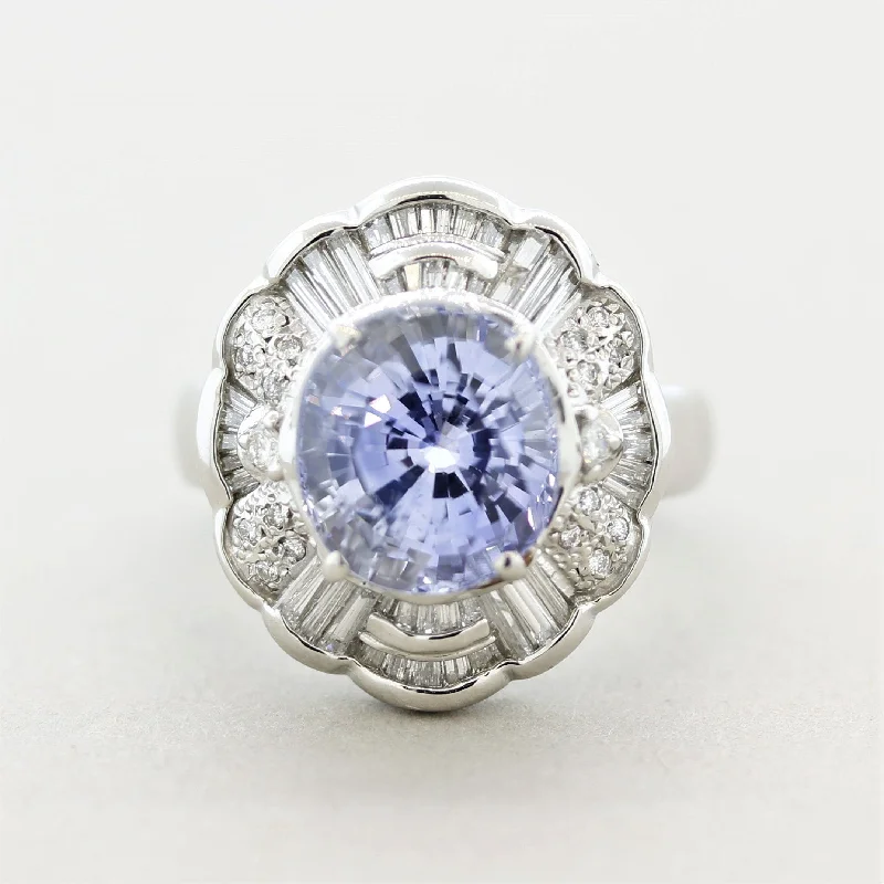 Sapphire solitaire rings-Sapphire Diamond Platinum Ring