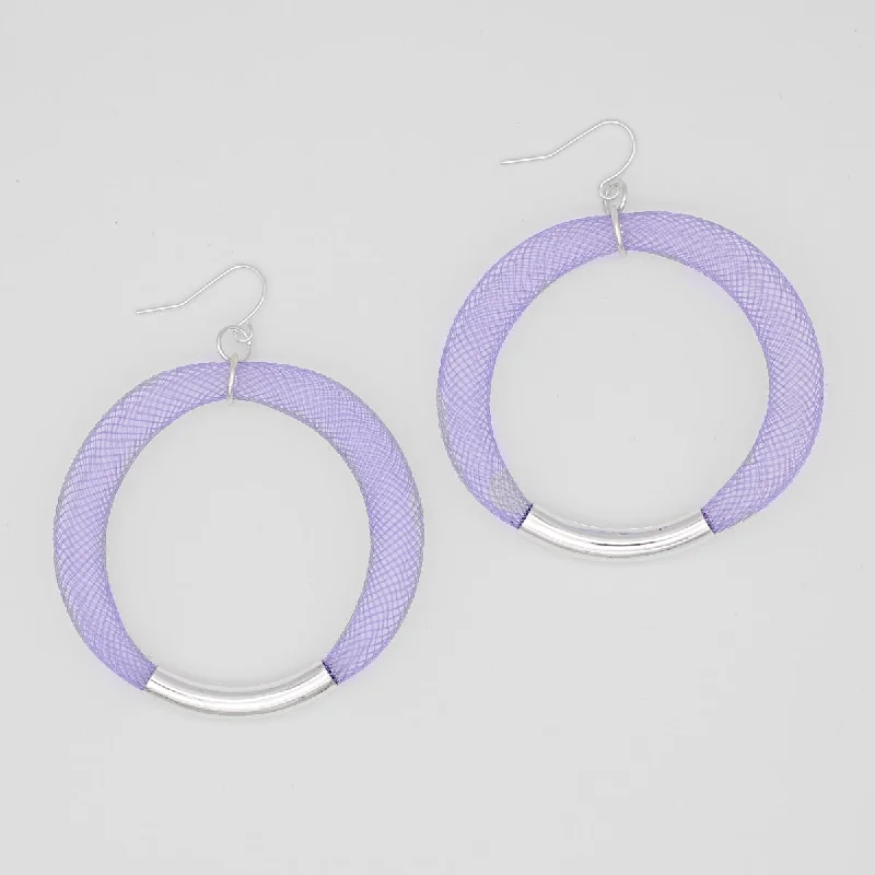 Spirit eye earrings-Purple Mesh Hoop Earring