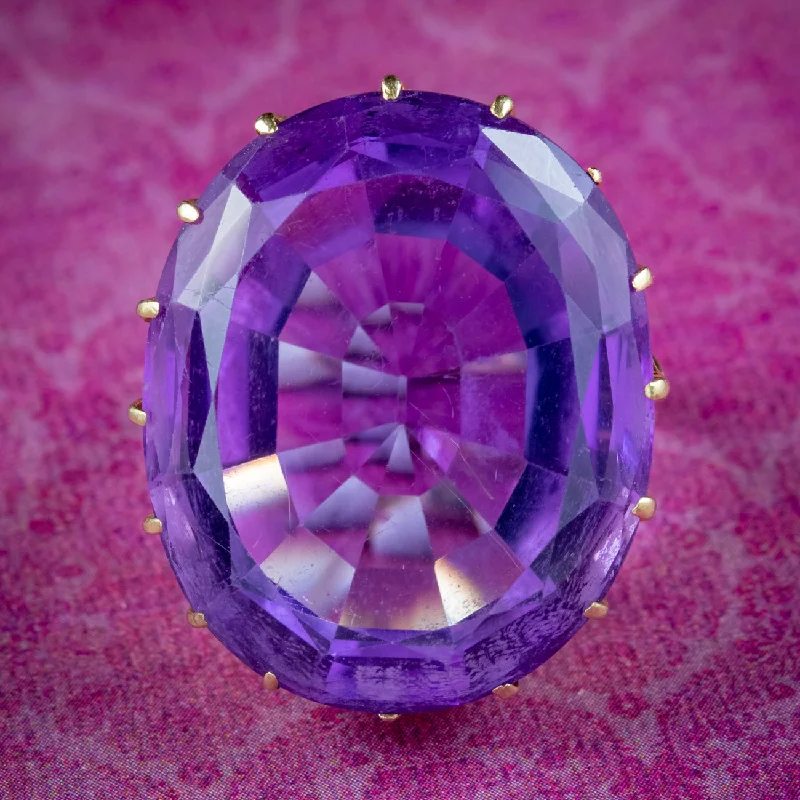 New moon rings-Antique Victorian Amethyst Cocktail Ring 42ct Amethyst