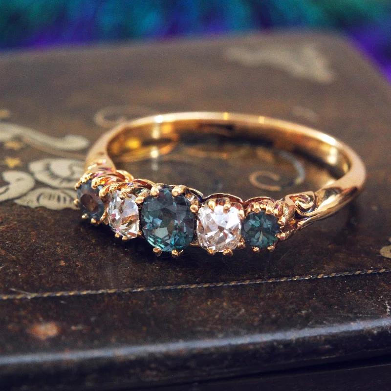 Ripple style rings-Rare Colour Change Alexandrite & Diamond Ring