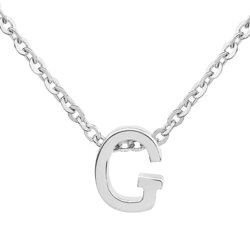 Women's Polished Initial Stainless Steel Pendant Necklace - 18"