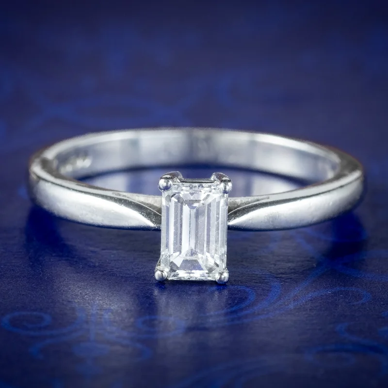 Tide shape rings-Art Deco Style Diamond Solitaire Ring 0.49ct VVS1 Diamond