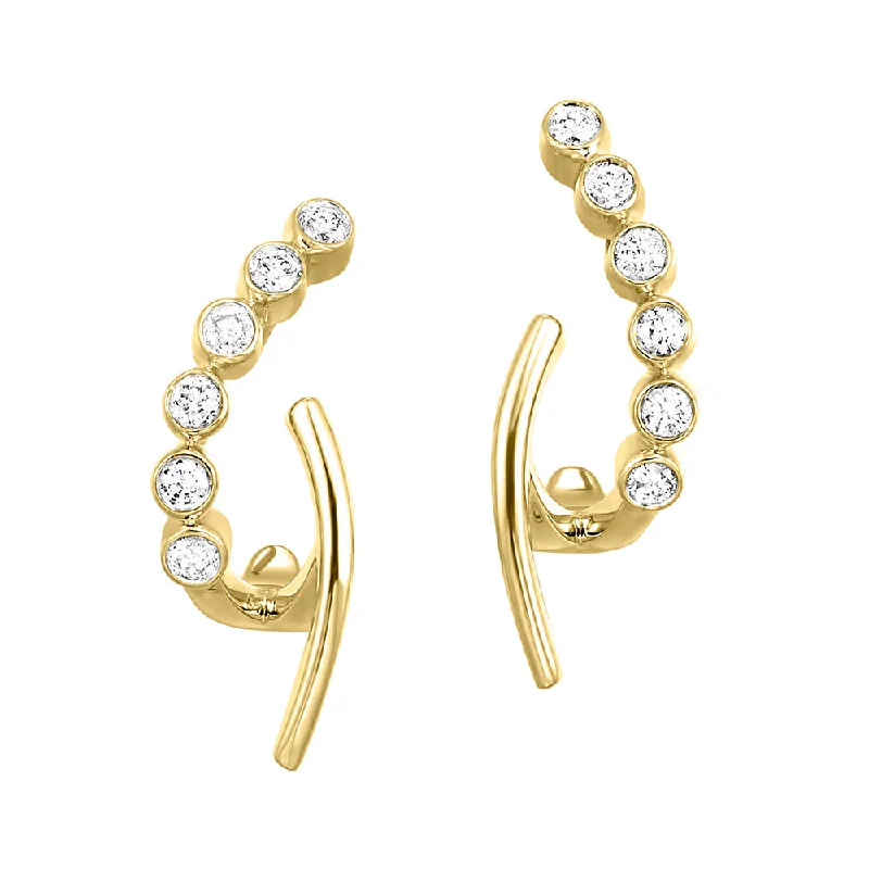 Minimal gem earrings-10KT YELLOW GOLD DIAMOND (1/5CTW) EARRING