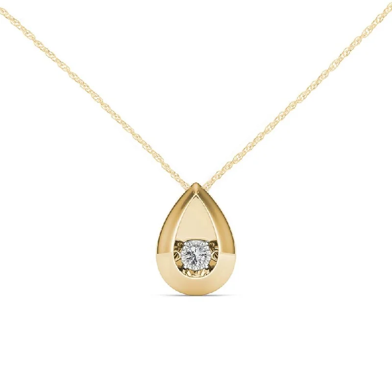 De Couer 10K Yellow Gold 1/20ct TDW Dancing Diamond Necklace