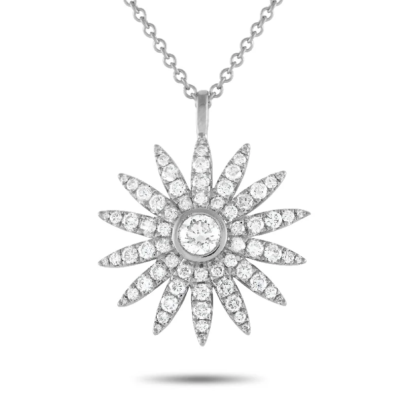 White Gold 1.80ct Diamond Sunflower Necklace ANK-17927 Length 17 Inch