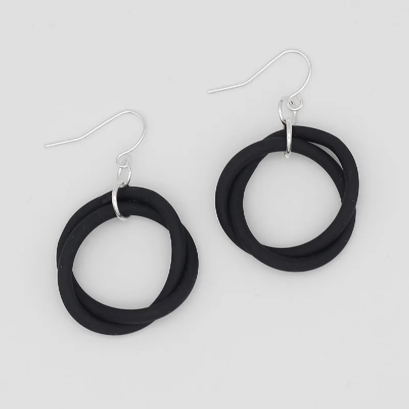 Vintage charm earrings-Black Cefalu Swirl Earring