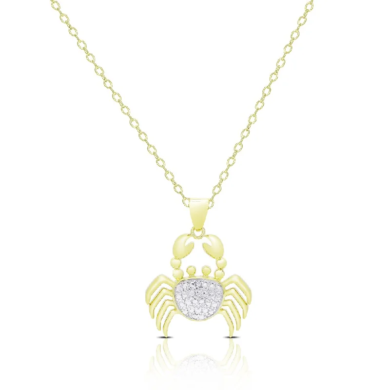 Finesque Gold Overlay Diamond Accent Crab Necklace