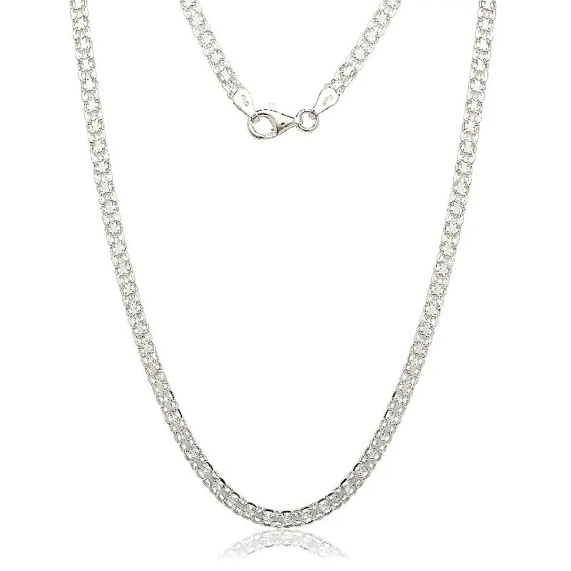 Sterling Silver Italian 3.5mm Bizmark Chain Necklace - White