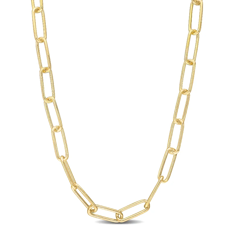 Miadora 18kt Yellow Gold Plated Sterling Silver Paperclip Necklace