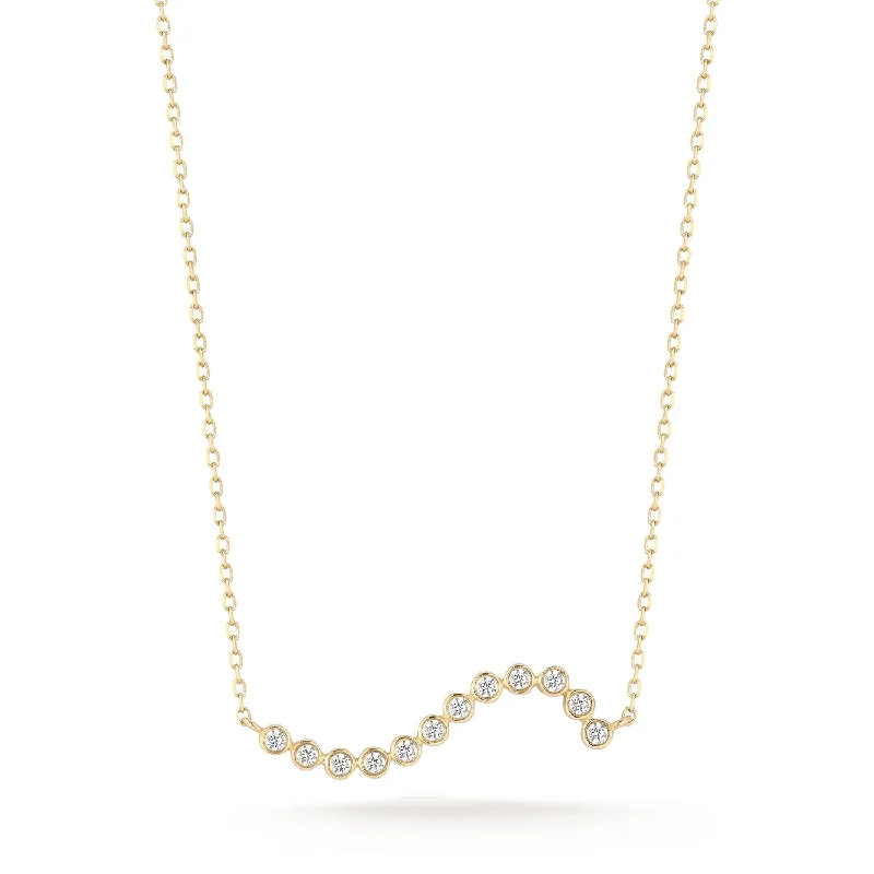 14kt Diamond Bezel Wave Necklace