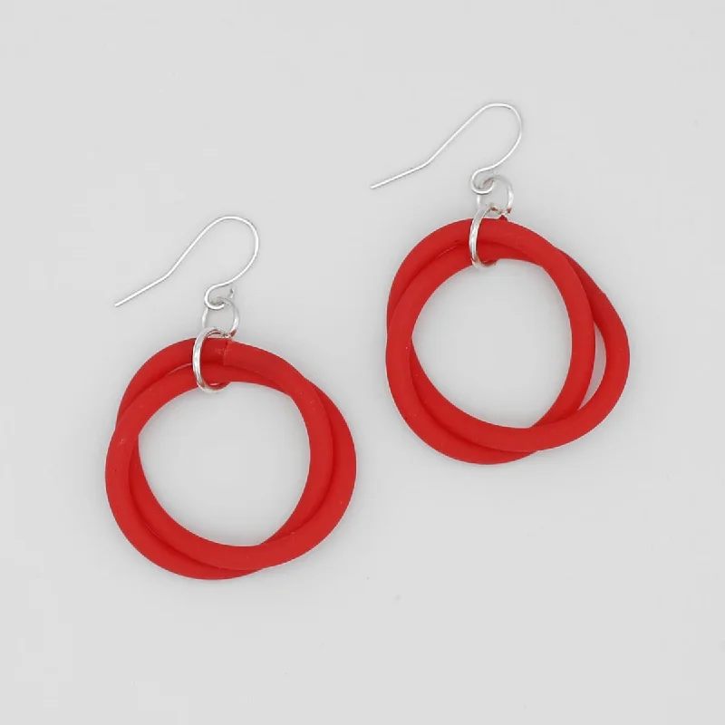 Pink gem earrings-Red Cefalu Swirl Earring