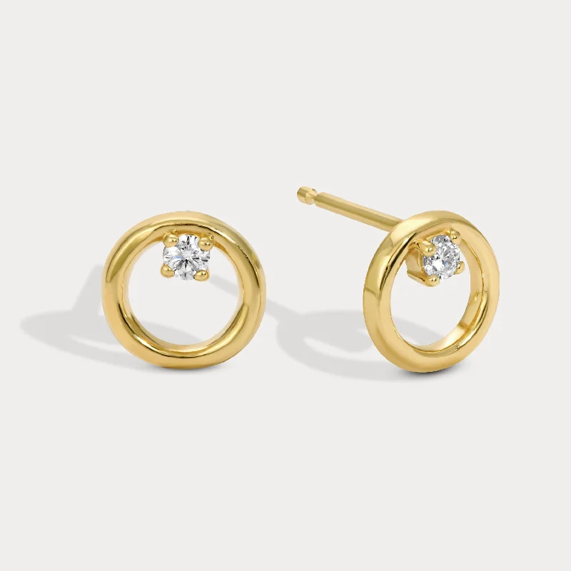 Tide motif earrings-Dainty Circle