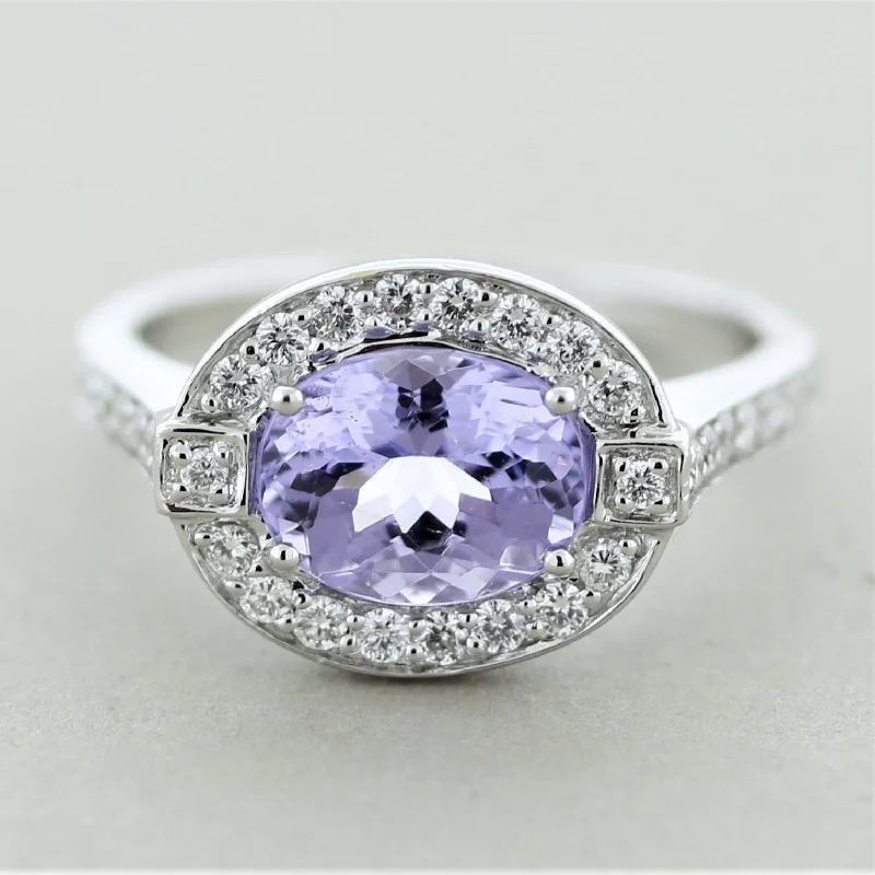 Astro theme rings-Violet Spinel Diamond Gold Ring