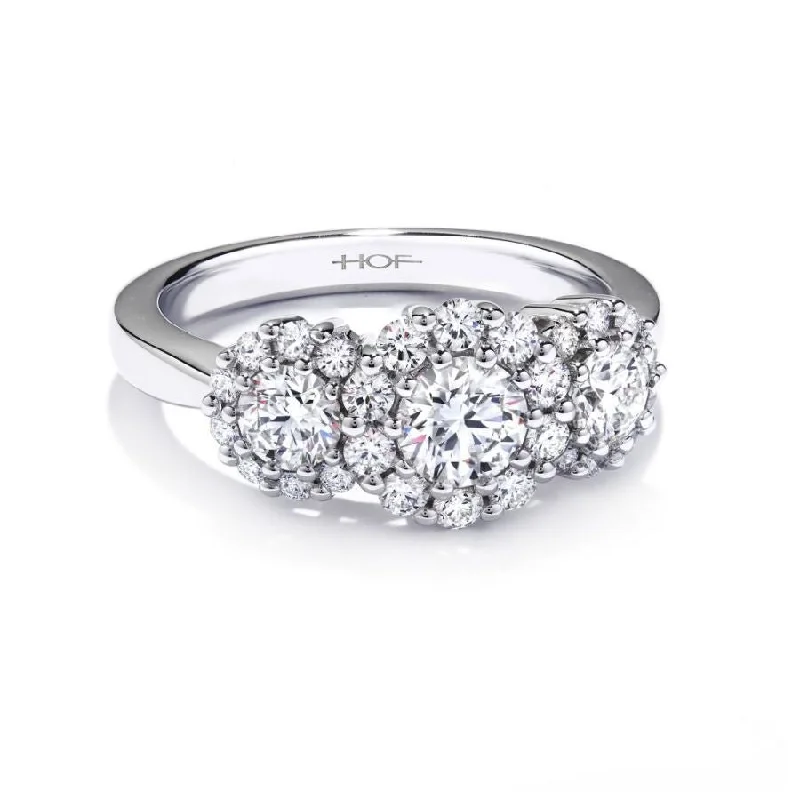 Oval diamond engagement rings-18ct White Gold Beloved Round Brilliant Cut Diamond Triple Halo Cluster Ring