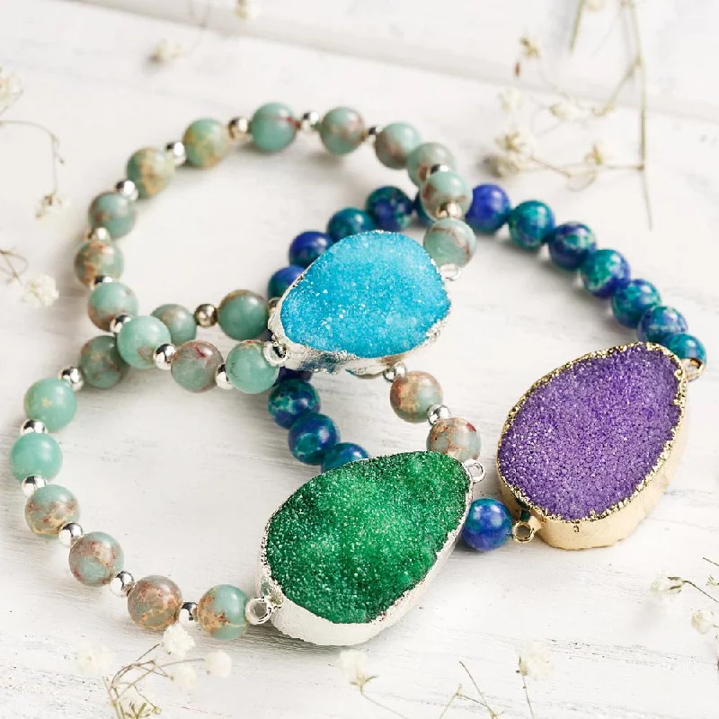 Crystal weave bangles-Oceanic Druzy Bracelet