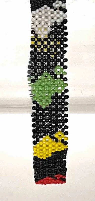 Woven tribal bangles-Very small bead woven geometric design beaded bracelet - Togo