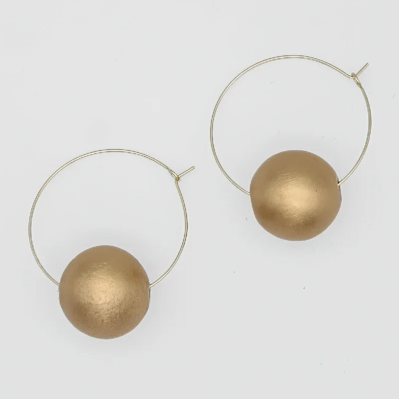 Polished charm earrings-Gold Ball Hoop Dangle Earring