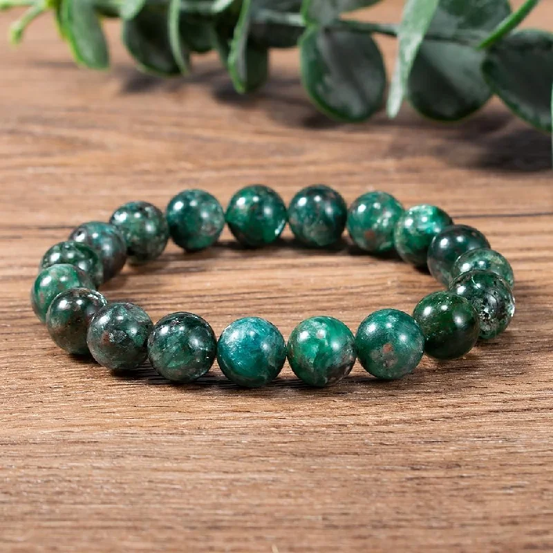 Fox motif bangles-Green Emerald Bead Bracelet