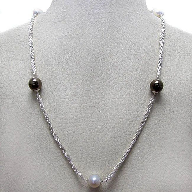 Sterling Silver 24-inch FW Pearl Triple-chain Necklace (11-12 mm)