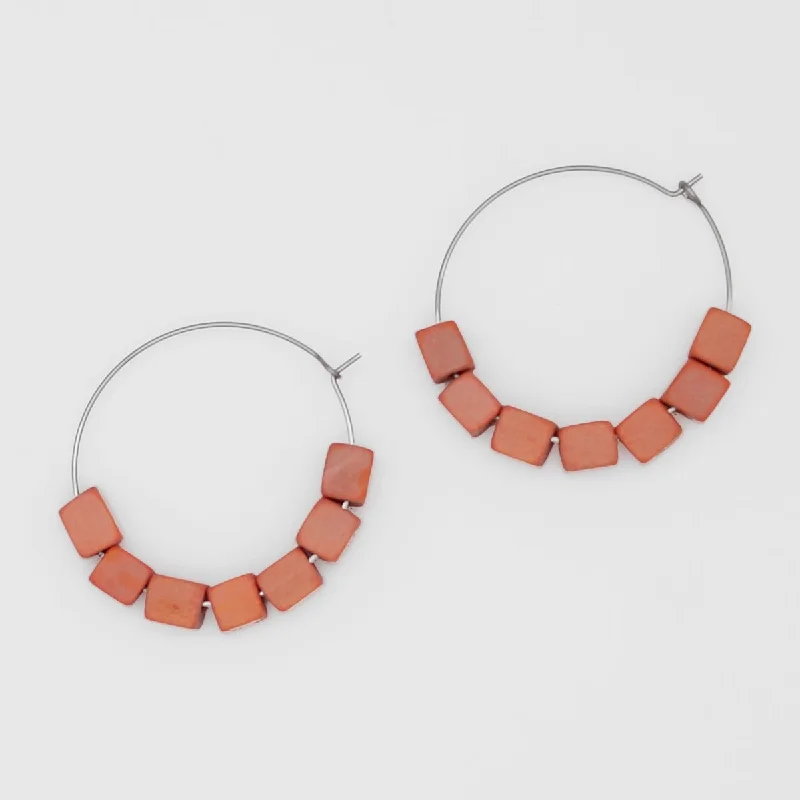 Smooth drop earrings-Peach Cubist Hoop Earring