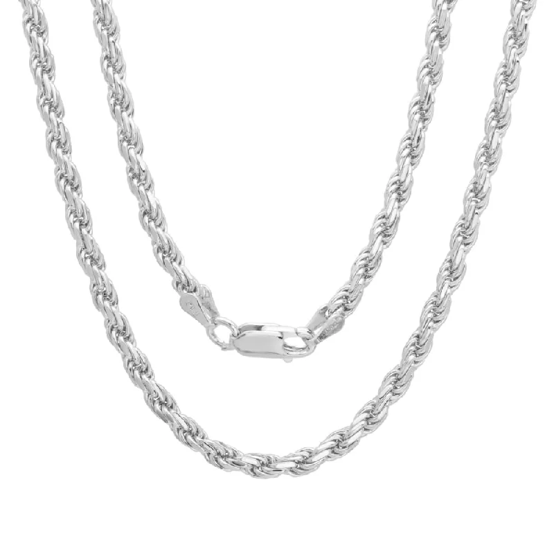 Sterling Silver 3 mm Diamond-Cut Rope Chain Necklace by Roberto Martinez