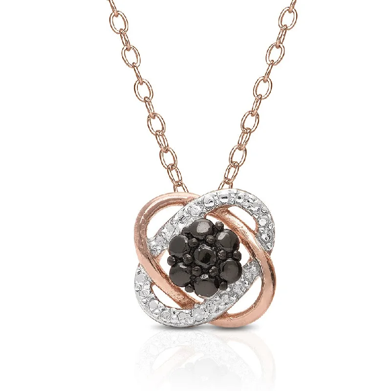 Finesque Rose Gold Over Sterling Silver Diamond Accent Love Knot Style Necklace