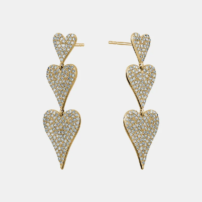 Tiny wing earrings-Diamond Heart Drop Earrings