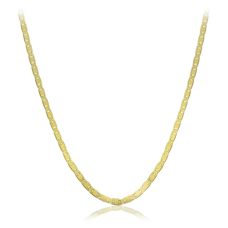 10k Yellow Gold Mariner Link Chain Necklace 1.3mm 16"-24" Inch