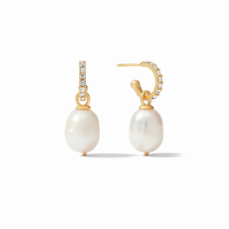 Vibrant gem earrings-Julie Vos Odette Pearl Hoop & Charm Earring