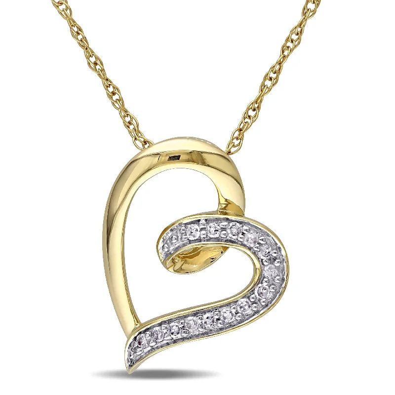 Miadora 10k Yellow Gold Diamond Heart Necklace