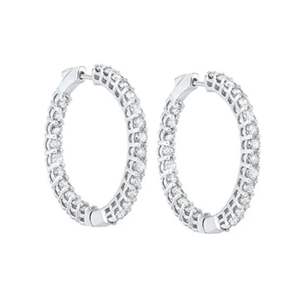 Thick hoop earrings-14KT WHITE GOLD DIAMOND (5CTW) EARRING