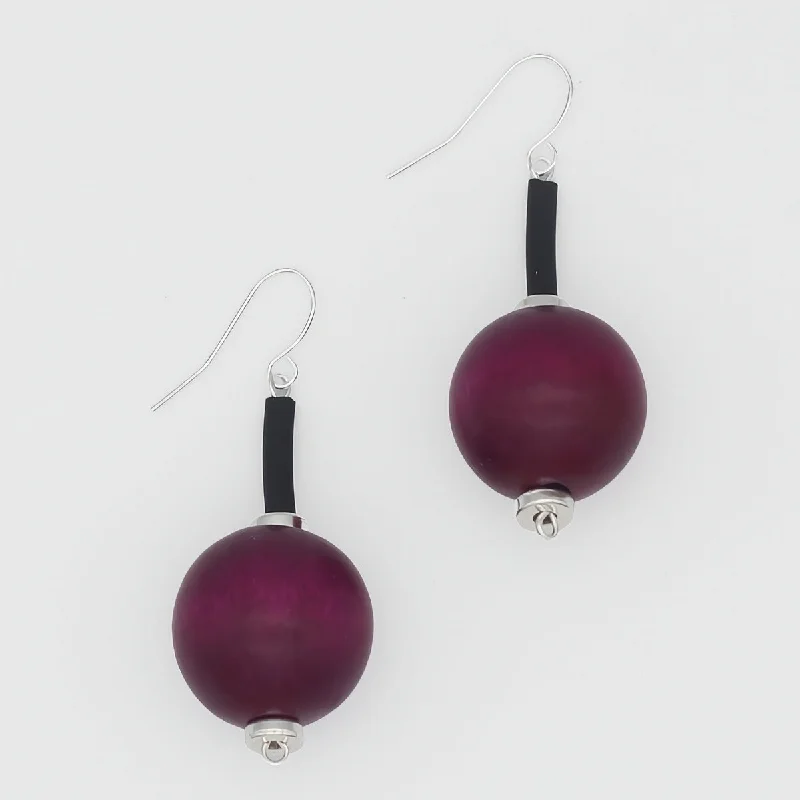 Crystal weave earrings-Purple Ball Drop Earring