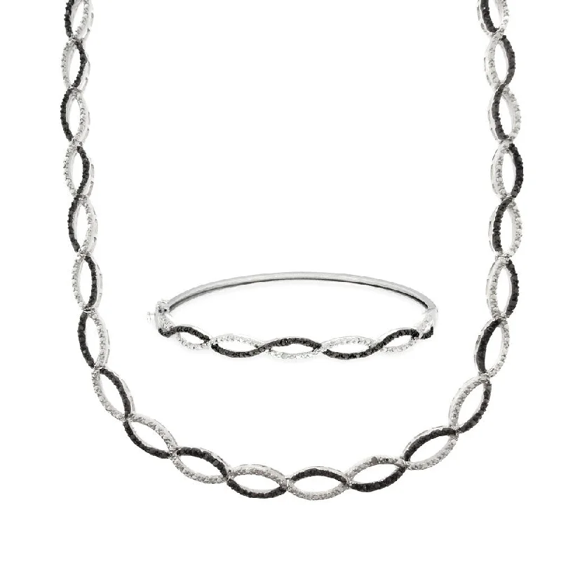 Finesque Silverplated 1/4 ct TDW Black Diamond Infinity Necklace and Bangle Set