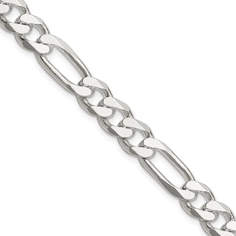 Curata 925 Sterling Silver 7.75mm Figaro Chain Necklace for Men