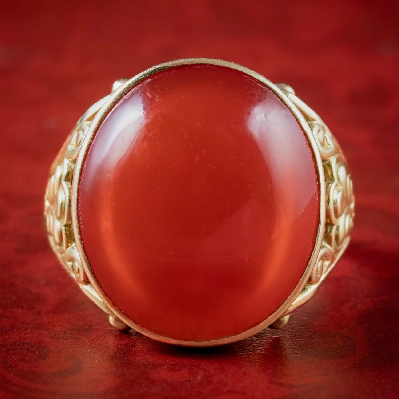 Victorian charm rings-Vintage Carnelian Statement Ring 18.3ct Carnelian