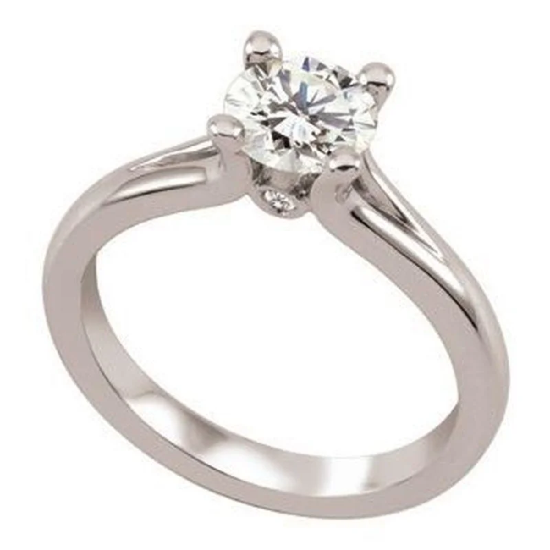 Flat knot engagement rings-0.30ct Round Brilliant Cut Diamond Solitaire 18ct White Gold Ring