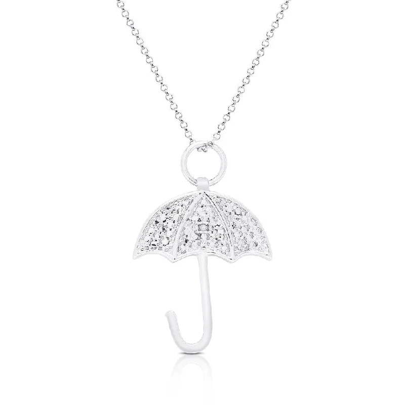 Finesque Silver Overlay Diamond Accent Umbrella Necklace