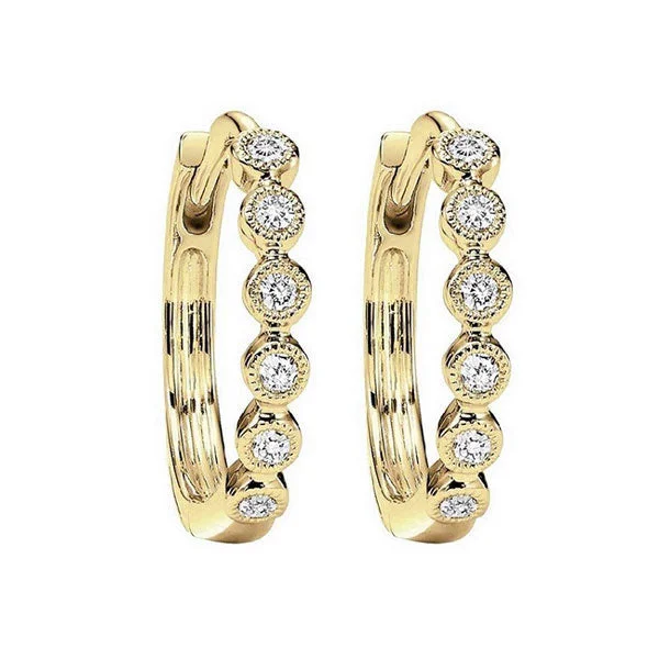 Two-tone earrings-10KT YELLOW GOLD DIAMOND (1/8CTW) EARRING