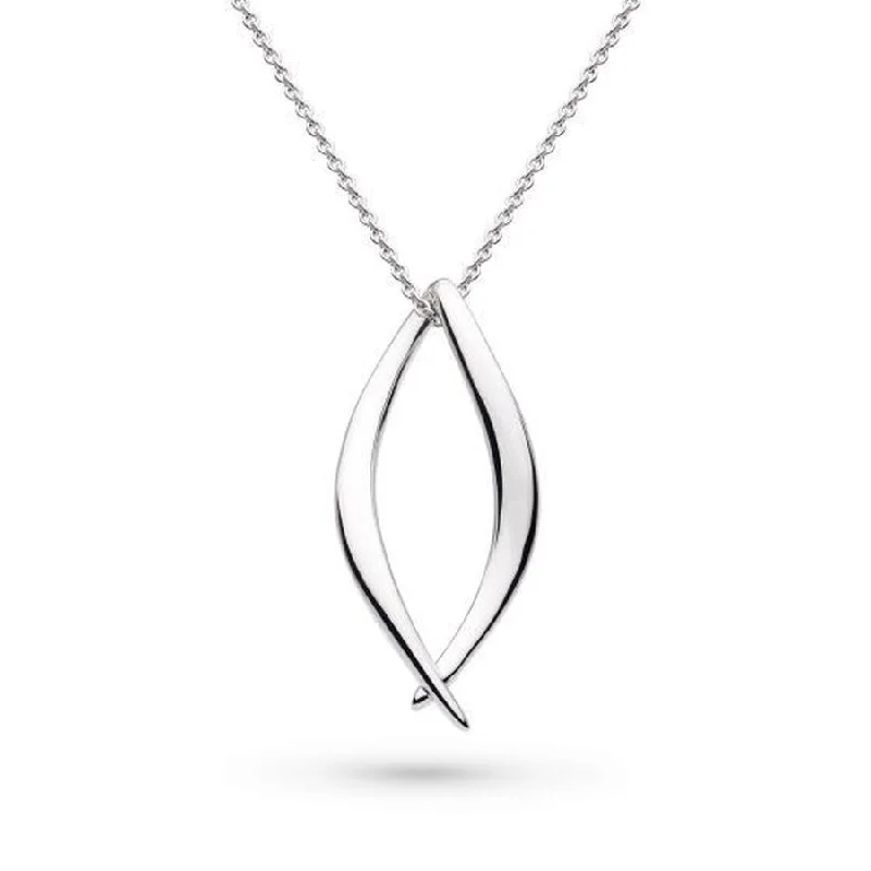 Thin frame engagement rings-Silver Entwine Twine Twist Link Necklace