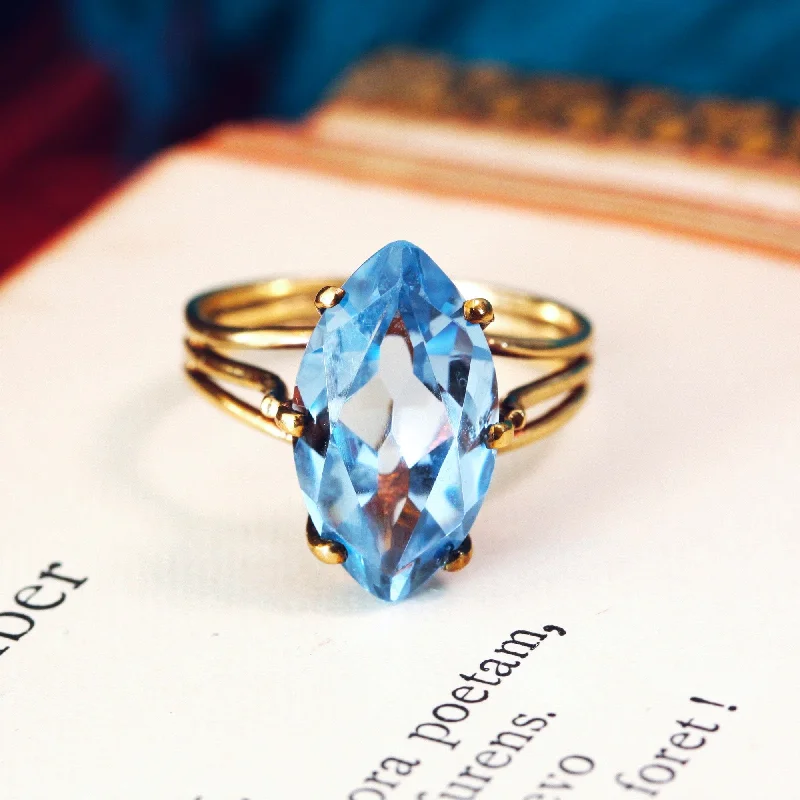 Alloy design rings-Fabulous Vintage Blue Spinel Cocktail Ring