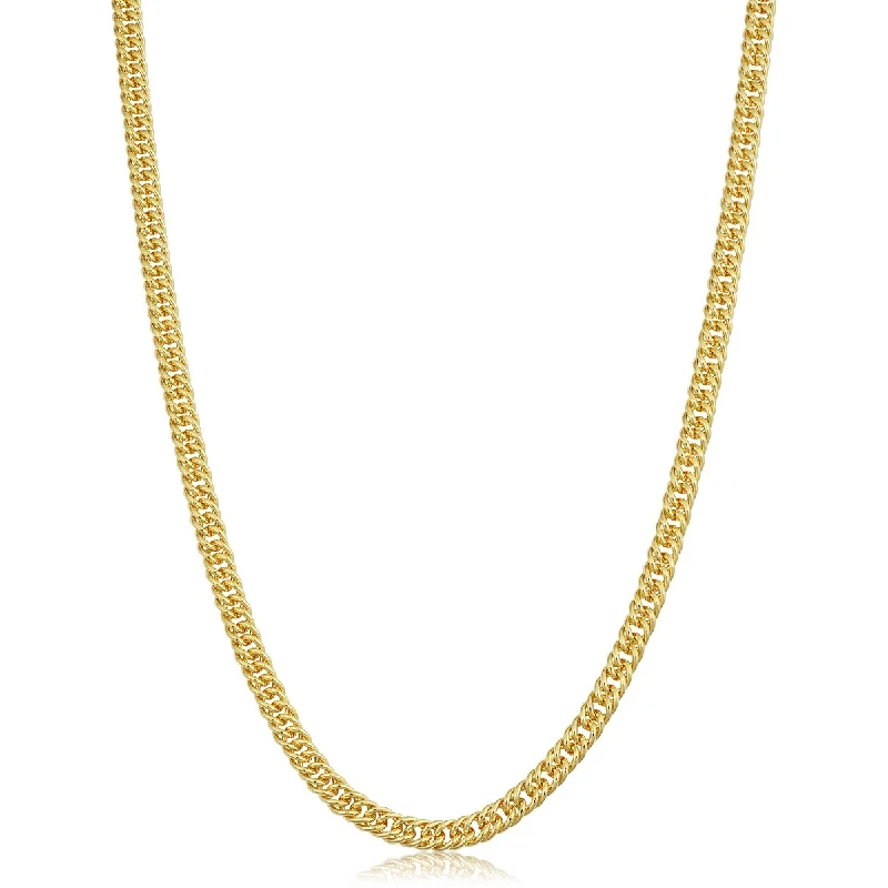 Solid 14k Yellow Gold Filled 4.3 mm Double Curb Link Chain Necklace For Men and Women